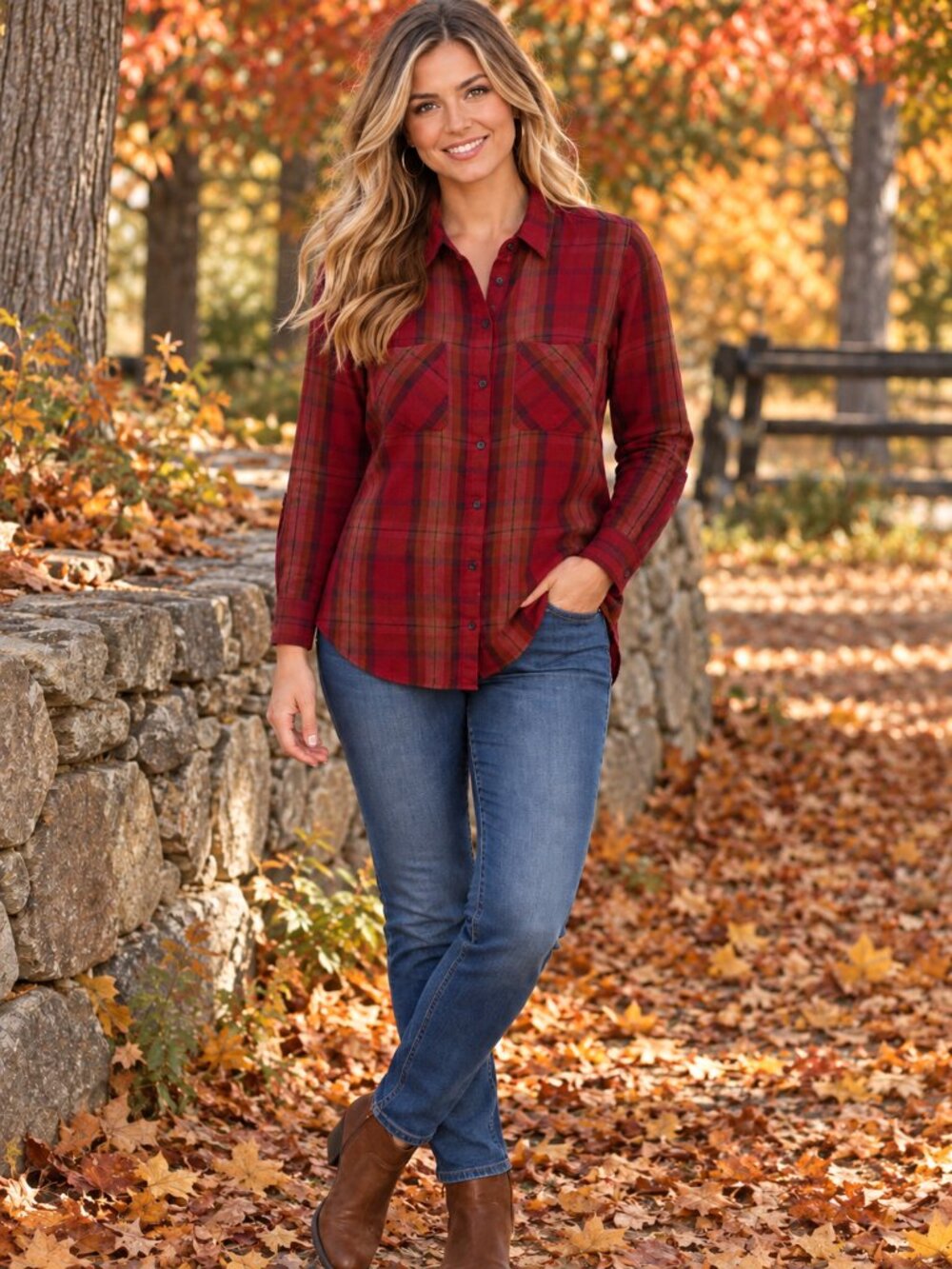 LUCKY BRAND Los Angeles Size M Collared Button-Up Red Plaid Flannel Shirt